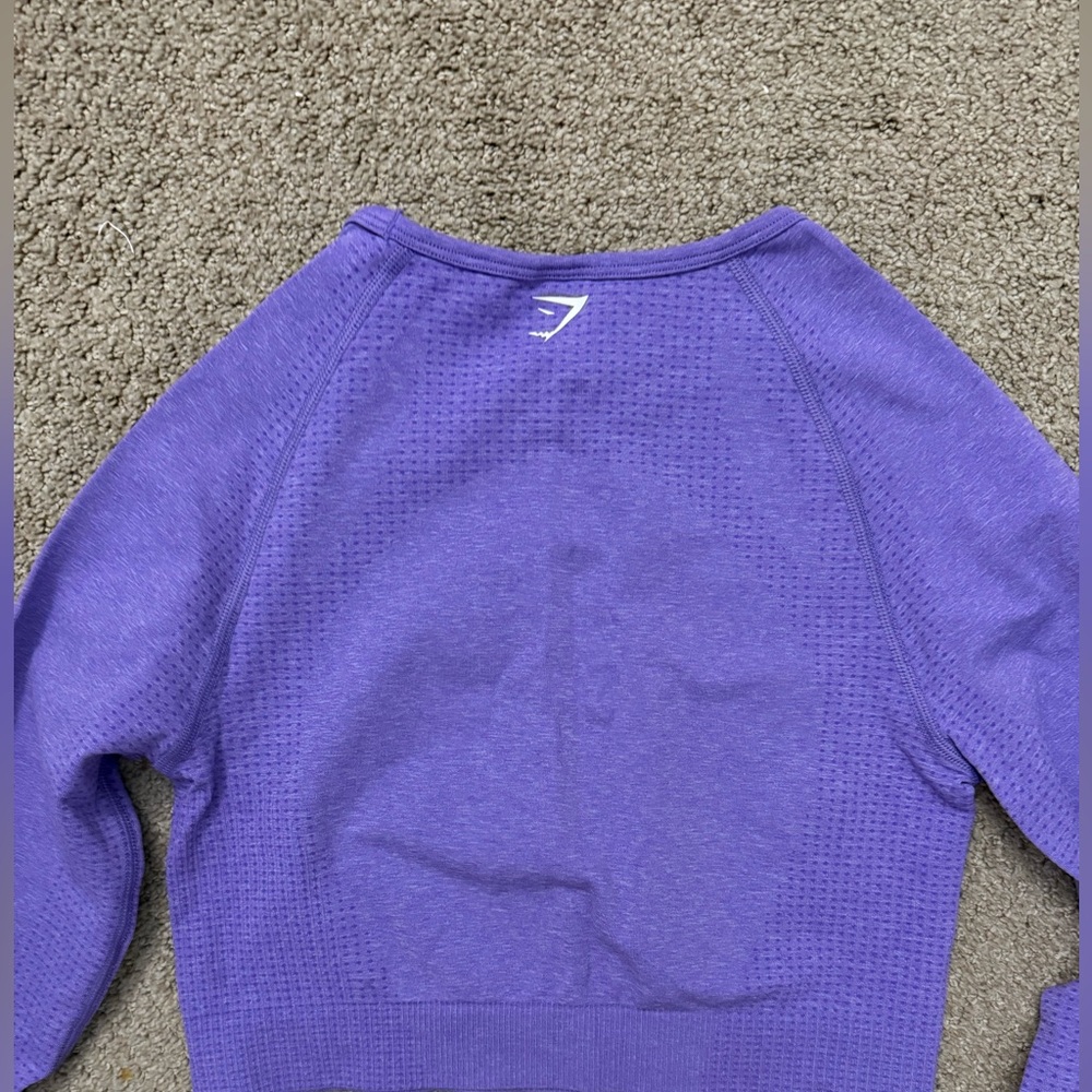 Gymshark Vital Long Sleeve Crop Top Body Fit in Functional Purple/Marl - Picture 5 of 8